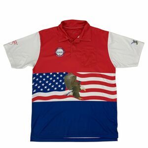 University of lowa Diabetes Research Center Polo Shirt Men Size L USA Flag Eagle